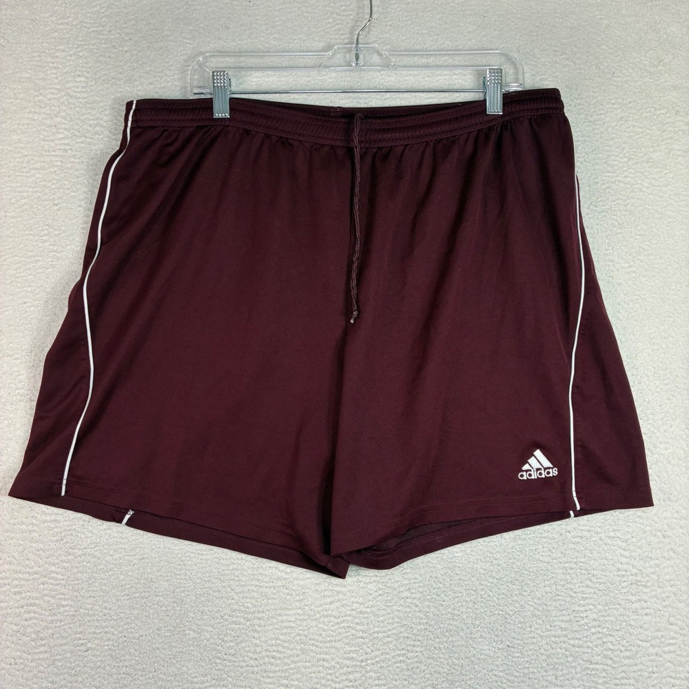 Vintage Adidas Soccer Shorts Men XL Burgundy Running Drawstring Stretch Y2K